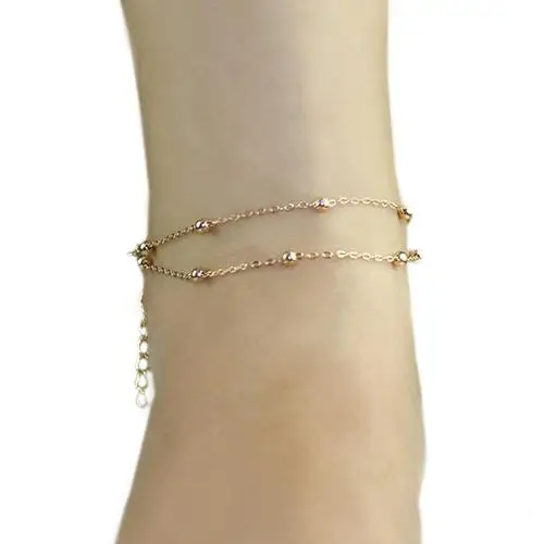 Модный сексуальный двухслойный браслет цепочка на лодыжке щиколотке ручная бусы