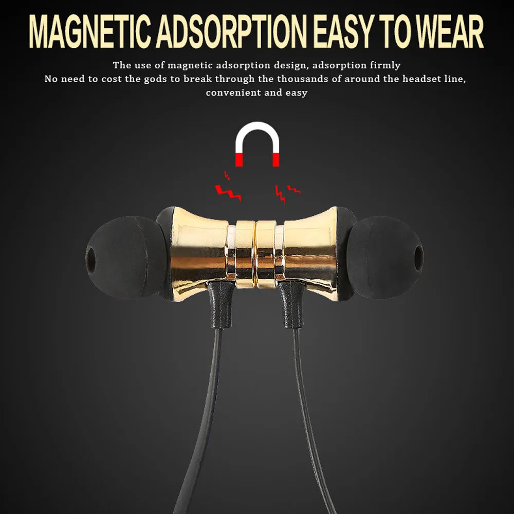 Sport Bluetooth Earphones Wireless BT 4.1 Stereo Headphones Running Magnetic In-Ear Earbuds Headphone | Электроника