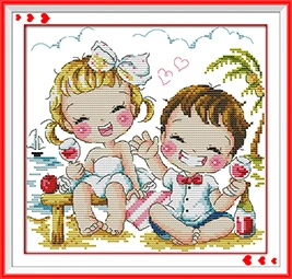 Happy time 10 NKF Романтическая любовь Счетный крест вышивка наборы 11CT 14CT DIY наборы рукоделие мультфильм Вышивка крестом узор для детей - Цвет: Happy time 10