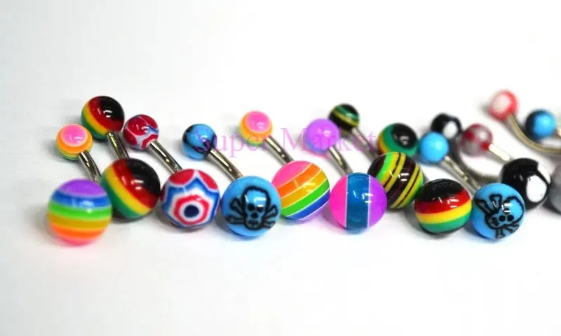 Free Shipping Navel Button Ring Belly Bar Piercing classic More Styles 100pcs/Lot Wholesale 14G Promotional Gift UV Acrylic | Украшения и