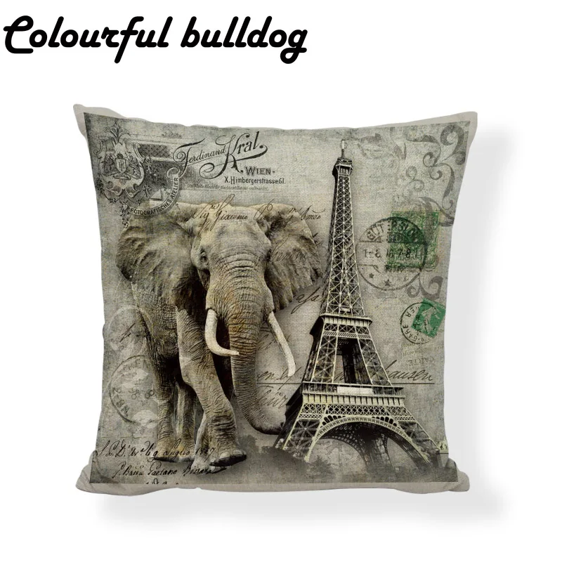 Чехол в стиле ретро с рисунком Лондонской Парижской башни|cushion cover|usa cushionparrot cushion
