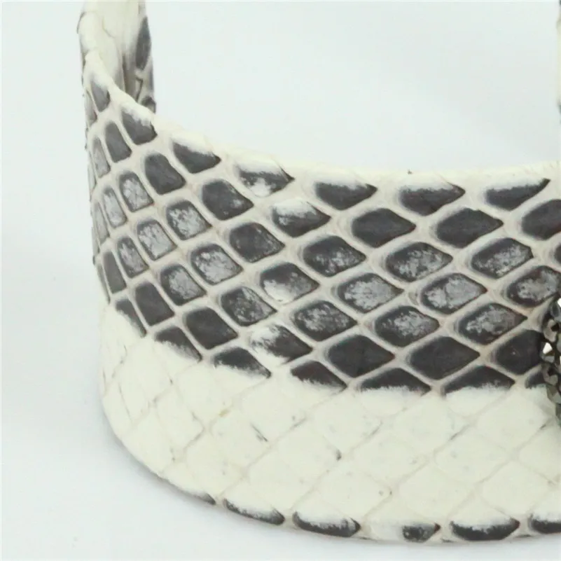 Женский Браслет манжета из змеиной кожи с натуральным камнем|open bangle|cuff banglebangle
