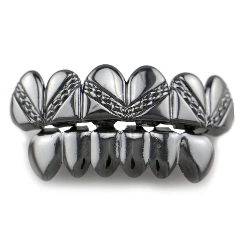 В Стиле Хип хоп ЗУБЫ Grillz Gold серебро Цвет Топ зубов и нижней части Шапки волна зуб