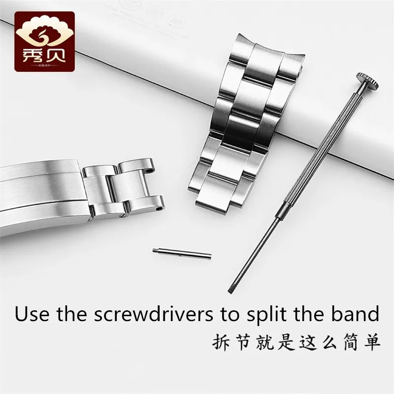 Ремешок для часов нержавеющая сталь 316L серебряный с регулируемой застежкой 20 мм