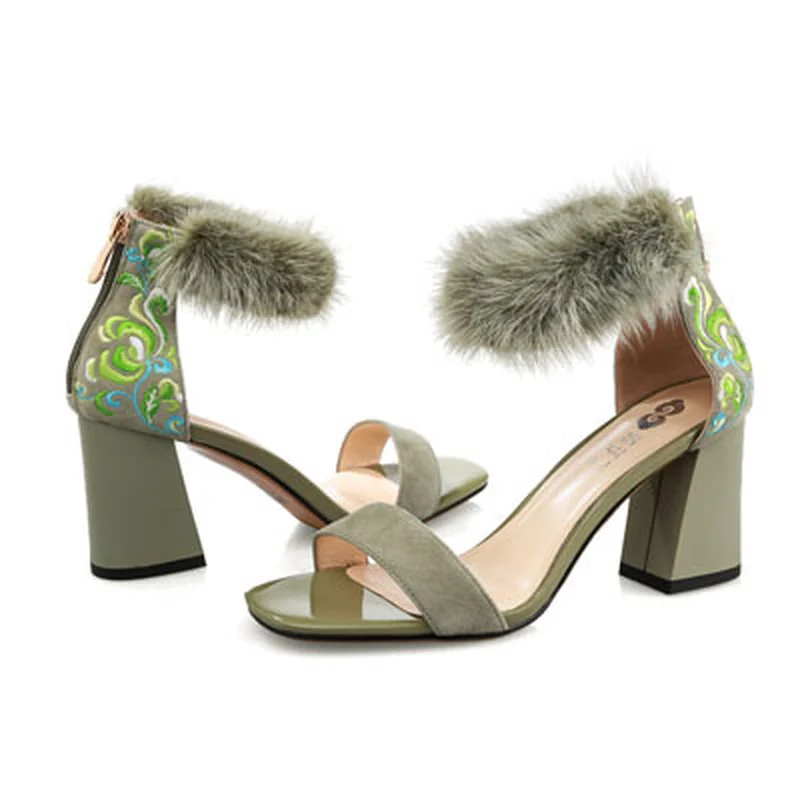 Европа 2018 женские модные летние сандалии из натуральной кожи с цветочной