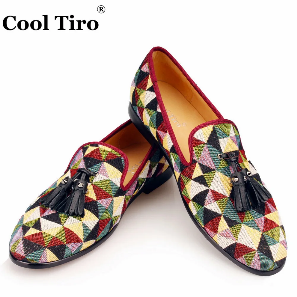 Крутая Мужская обувь TIRO с треугольным узором цветными лентами и кисточками