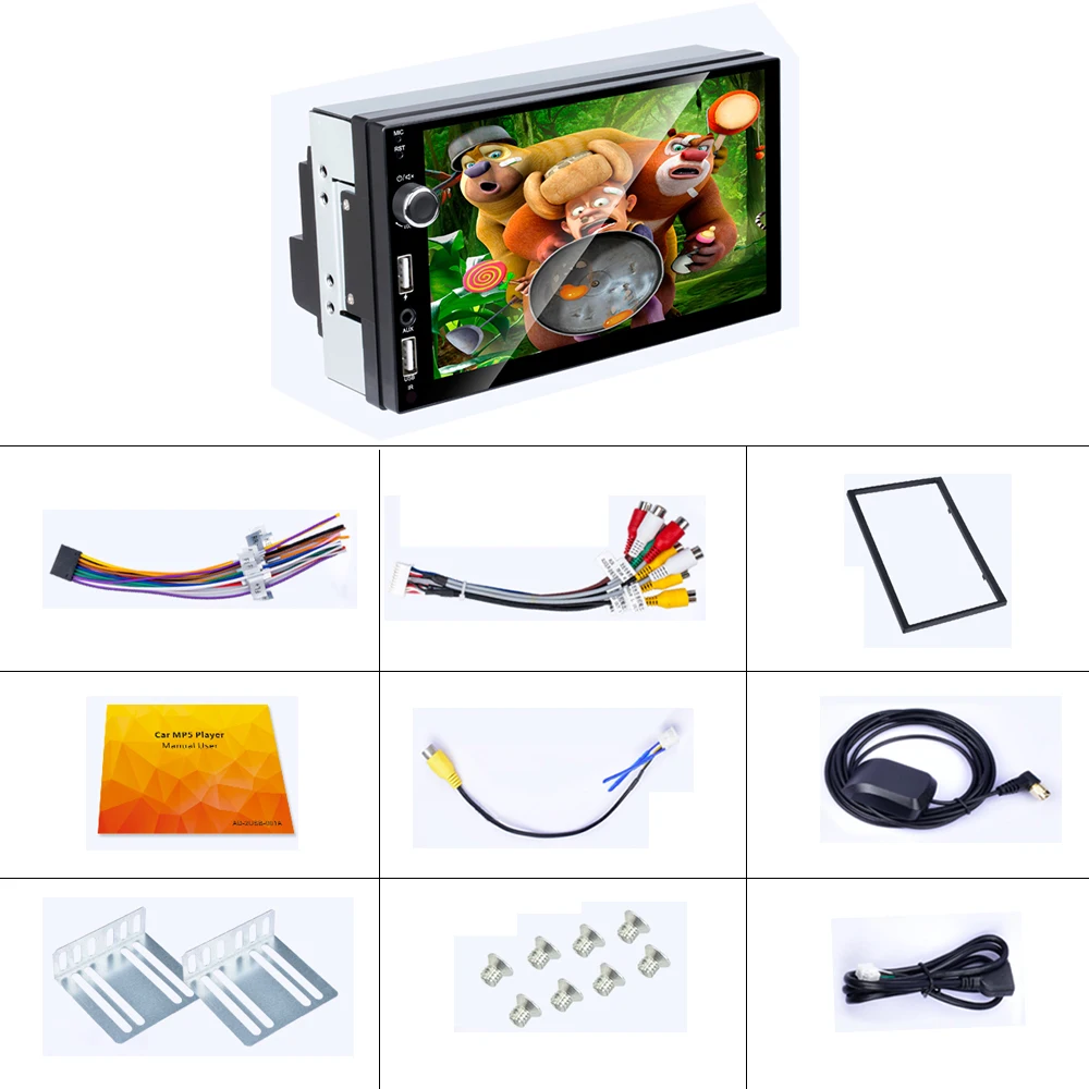 Podofo Android 2 Din автомагнитола автомобильный MP5 плеер 7 &quotHD Зеркало Ссылка сенсорный