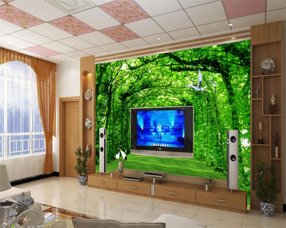 Beibehang 3D обои природный пейзаж свежий оттенок бульвара 3D гостиная ТВ фон настенные декоративные обои papel parede