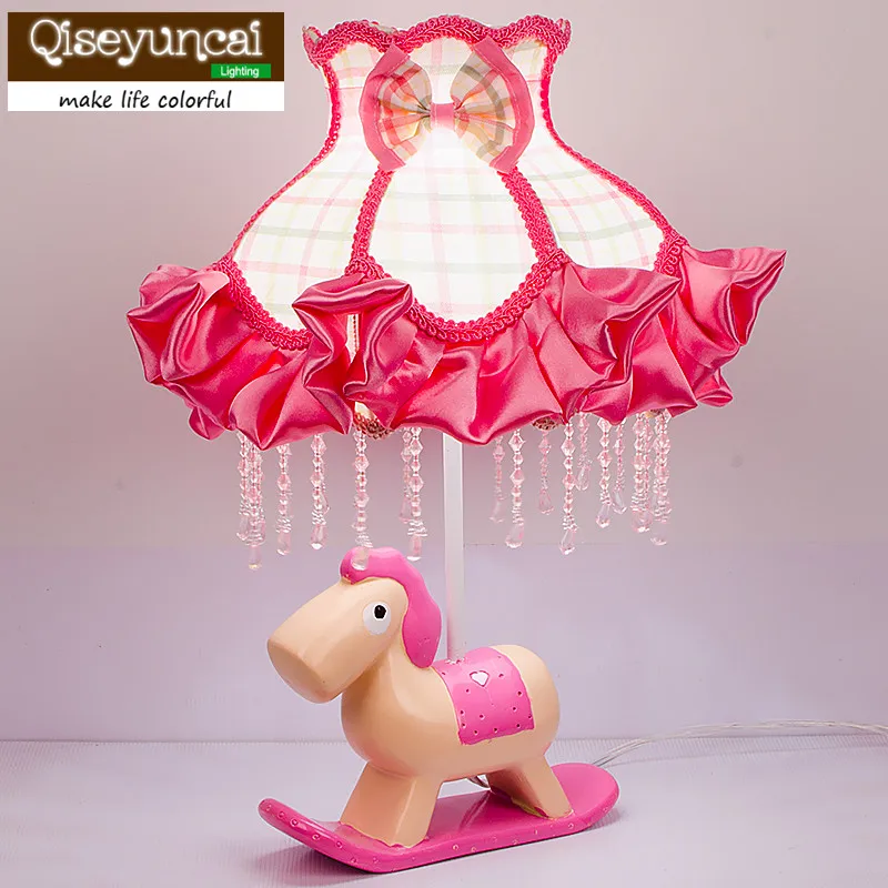 

Qiseyuncai 2018 new Dimmable LED Children's Room Cartoon Pony table Lamp Girls Bedroom Bed Head Cute Warm Lighting
