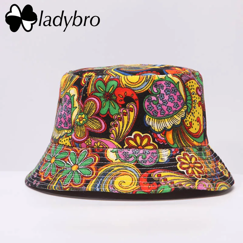 007 colorful Ladybro, осенняя женская шапка, Кепка для мужчин, Панама, плоский верх, женская шляпа от солнца, Мужская Цветочная Кепка, женская летняя кепка в стиле хип-хоп, Bob Chapeau Femme - Цвет: 007 colorful