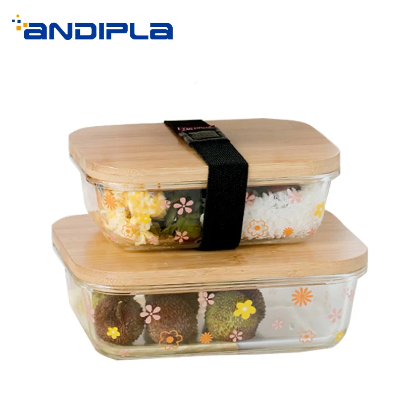 

Modern Lunch Box with Seal Lid Kit Transparent Glass Crisper / Home Salad Fruit Bowls Student Rice Bowl Bento Storage Boxes Bowl