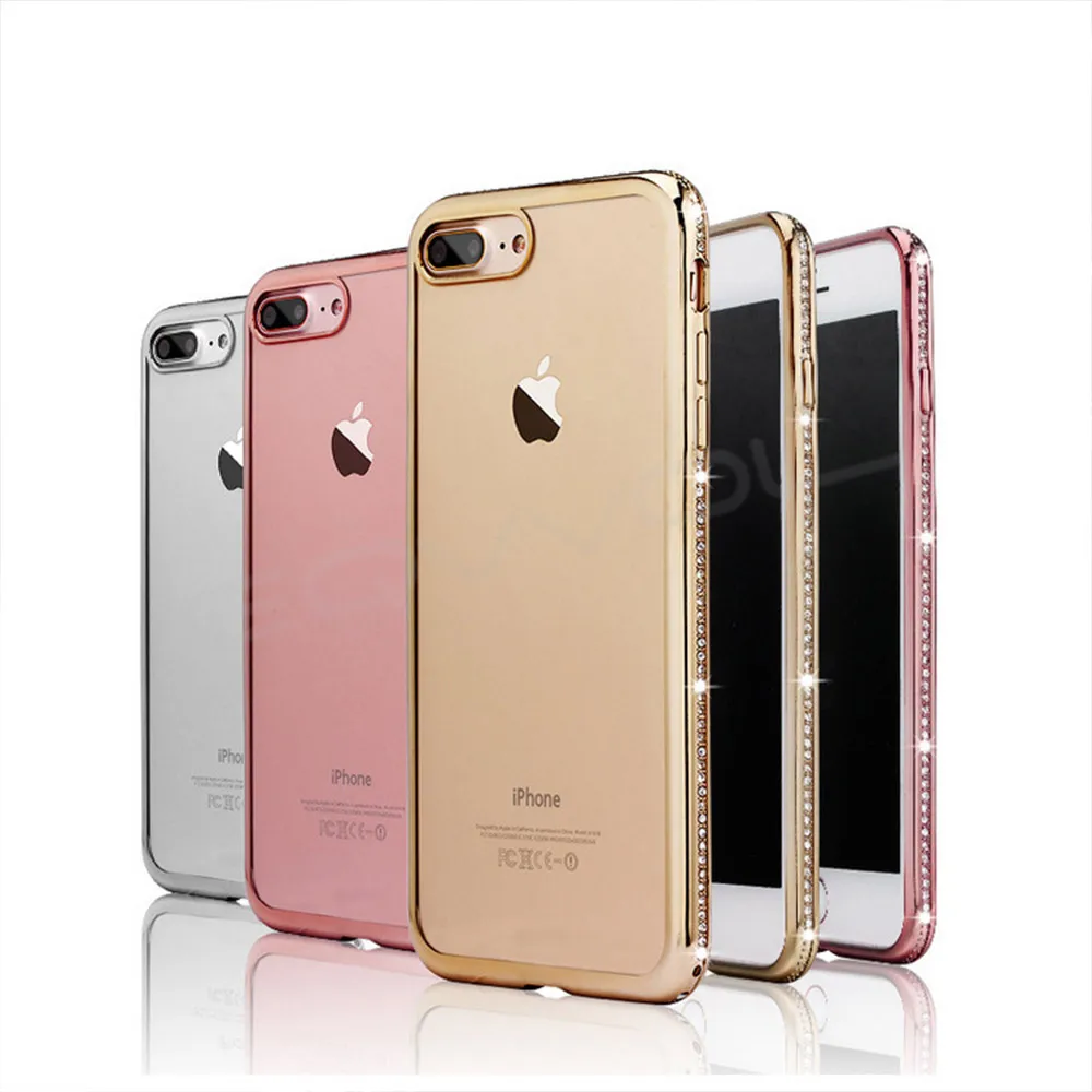 Eqvvol Luxury Diamond Glitter Phone Cases For iPhone X 8 7 6 6S Plus Rhinestone TPU Silicone Cover Case 10 Shells |