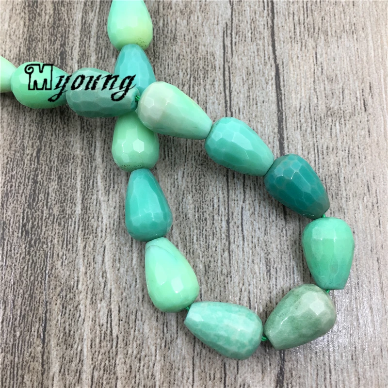 

12*8mm Faceted Teardrop Shape Green Grass Agates Beads, High Quality Water Drop Gem Stone Jewelry Making Findings, MY1605