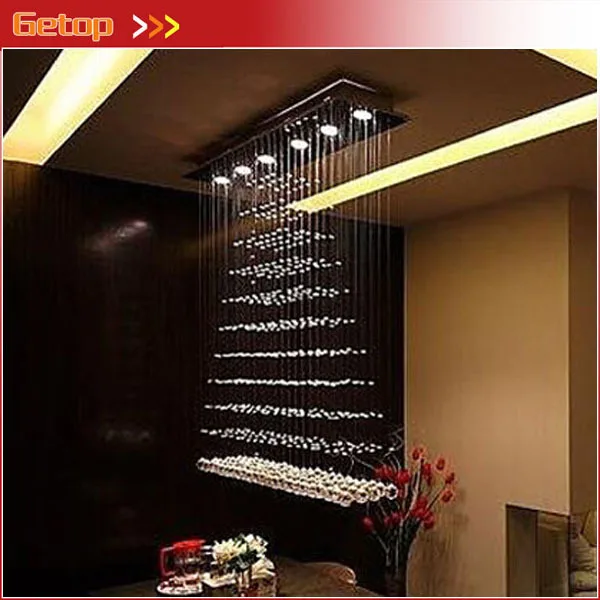 GETOP Современная K9 Хрустальная прямоугольная лампа для потолка гостиной пирамиды