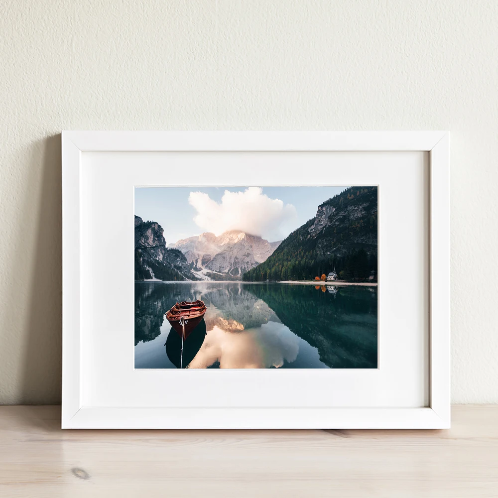 Allenjoy вид холст картины лодка Альпы река горы фотографии для стен Современные