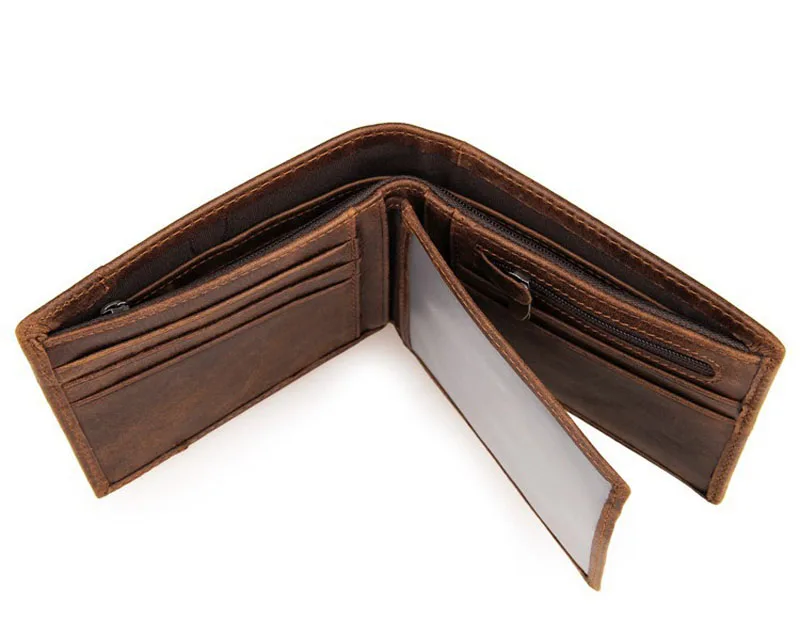 2017 High Quality Vintage 100% Guarantee Real Crazy Horse Leather Genuine Men Short Wallets Folding Purse 8064 | Багаж и сумки