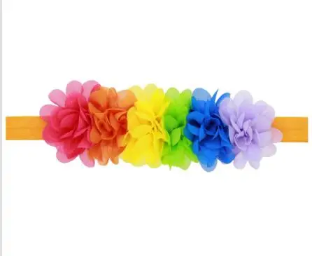 

2016 New Rainbow Chiffon Flower Headband Girls Hairband Bohemian Flower Tiara Floral Headwear Bandeau turban Hair Accessories