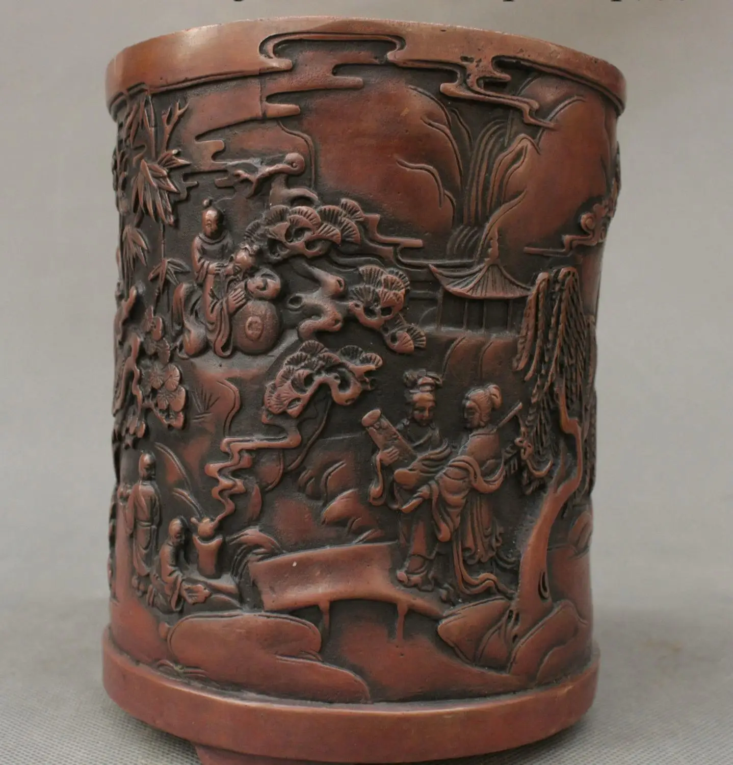 Old Chinese Ancient Dynasty Palace Pure Bronze People Pine Incense Burner Censer | Дом и сад