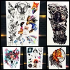 Геометрическая треугольная Роза, рукав, временная татуировка, наклейка, поддельная галактика, лиса, олень, боди-арт, флеш-татуировка, наклейки PLZ409