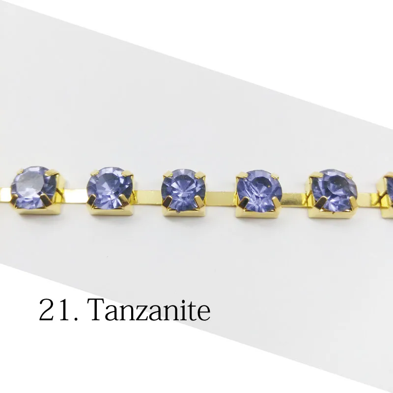 Tanzanite Горячая Распродажа Стразы чашки цепи 1 ярд/3 Ярд/5 Ярд SS28 хрустальные золотые цепочки 32 цвета для одежды сумки - Цвет: Tanzanite