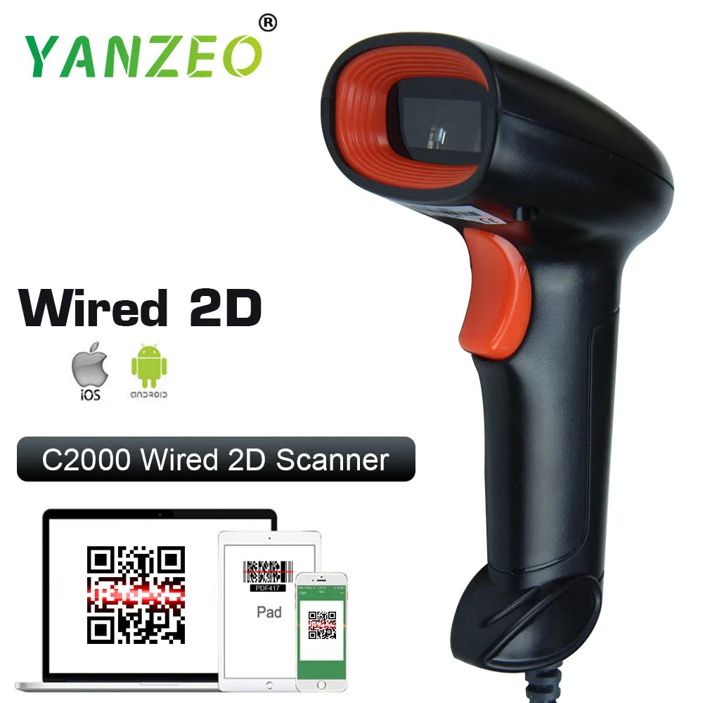 Yanzeo проводной 2D Ручной сканер штрих-кода USB 1D для POS Windows IOS Android Linux | Компьютеры и
