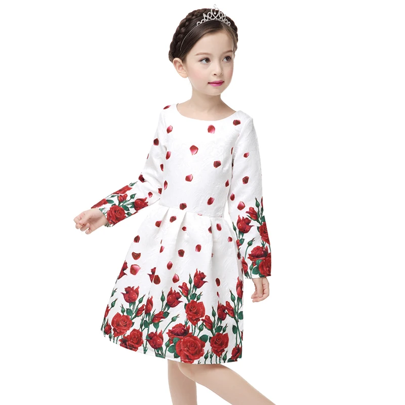 Amuybeen 2018 New Girl Clothing Print Dress Long Sleeve Princess Floral Baby Girls Dresses Party Children Clothes Vestido 11 12 | Детская