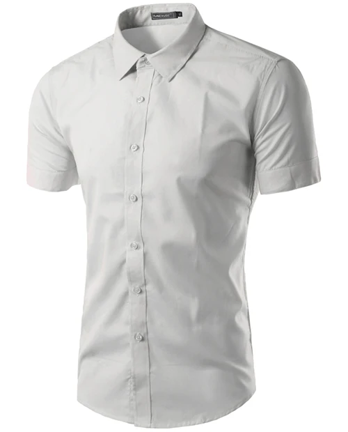 Lt Gray Мужская летняя рубашка с коротким рукавом, новинка, мужская рубашка s Camisa Social Masculina Chemise Homme, одноцветная деловая приталенная рубашка 5631 - Цвет: Lt Gray