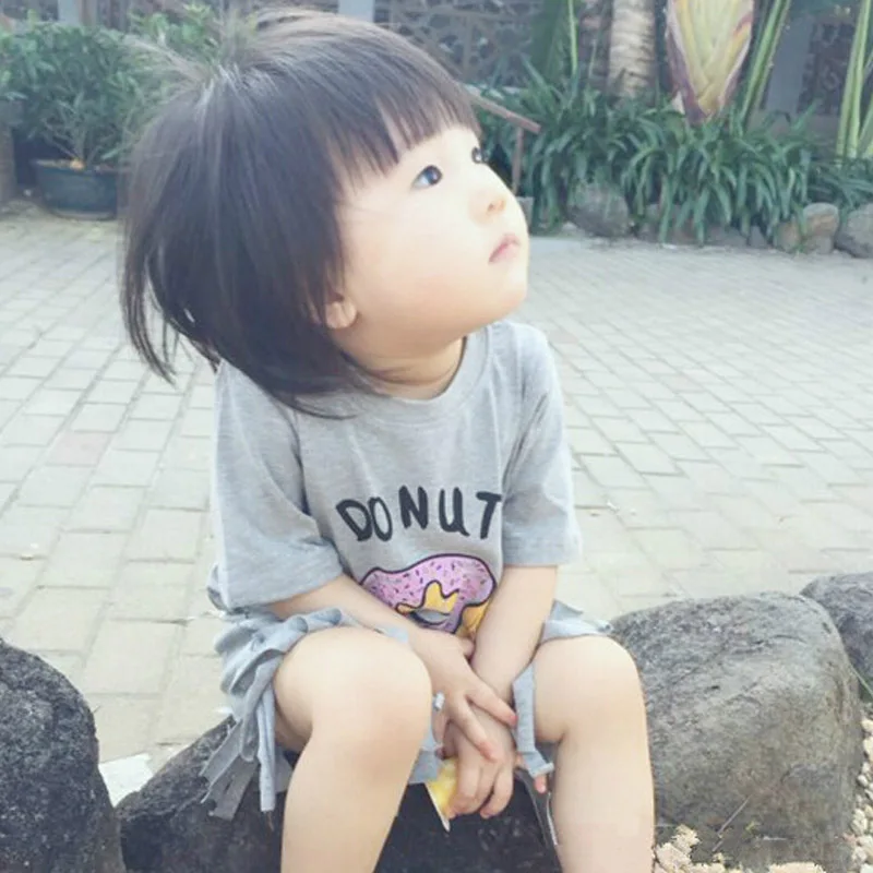 Лето стиль мать дочь соответствующие платья хлопок письмо пончик печать мода