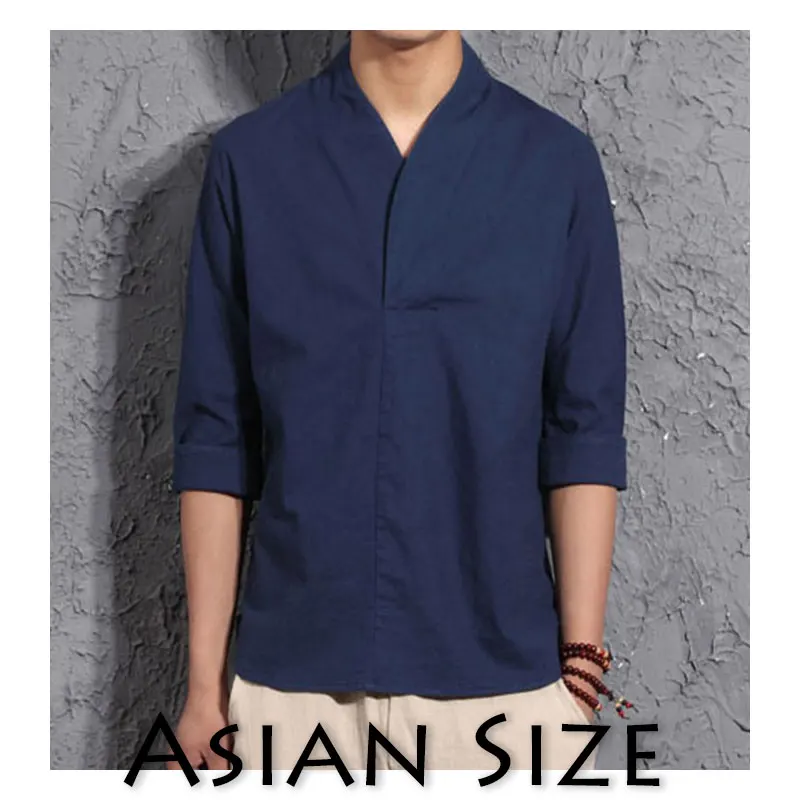 NavyBlue(Aisan Size) Sinicism Store мужские хлопковые льняной Топ Харадзюку мужские летние однотонные уличные модные белые футболки мужские летние футболки - Цвет: NavyBlue(Aisan Size)