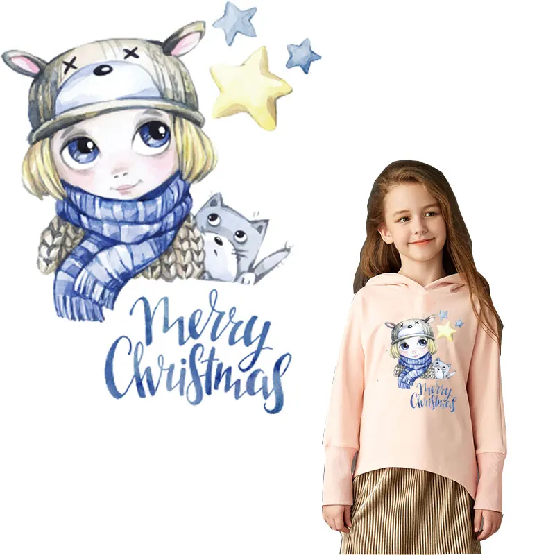 Рождественские железные нашивки для девочек одежды термонаклейки термоклейкие