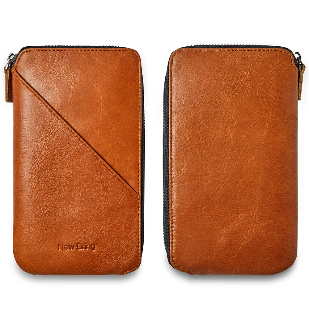 NewBring кошелек из натуральной кожи Длинный портмоне держатель для карт клатч