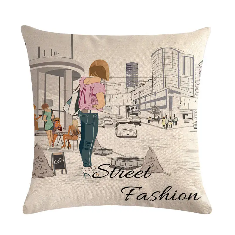 Чехол для подушки с рисунком девочек Модный стильный квадратный чехол из хлопка
