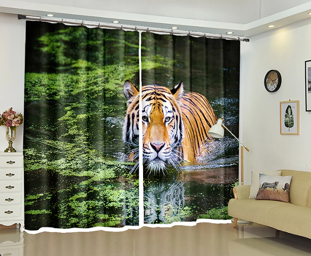 Бенгальский Тигр фото черная занавеска для волос 3D цифровая печать затемненная