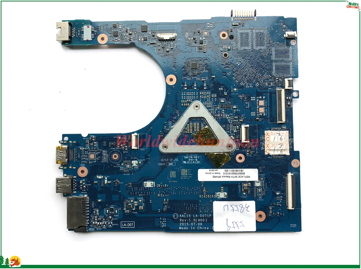 Высокое качество Мб PW46V 0PW46V CN-0PW46V для Dell Inspiron 15 5559 ноутбук материнская плата AAL15 LA-D071P SR2EV 3855U DDR3L тестирование