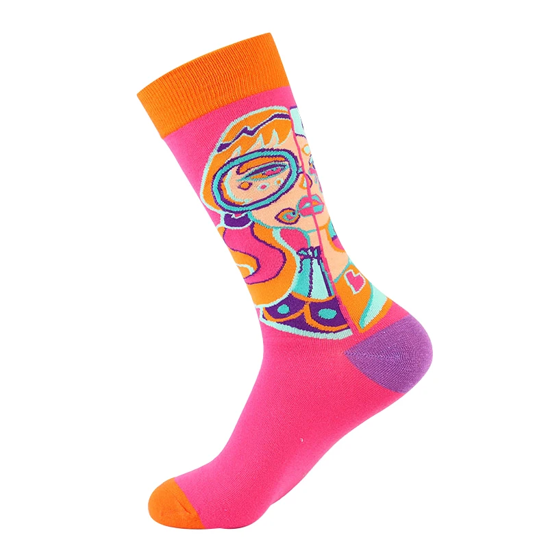 50107 Moda Socmark брендовые счастливые мужские носки женские Harajuku масляная живопись забавные носки хлопковые мужские цветные Повседневные Носки мужские - Цвет: 50107