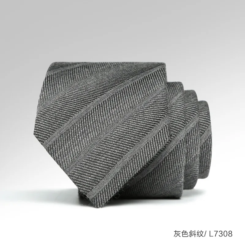 men women fashion 7cm real wool neck tie gray striped wedding cashmere ties slim skinny necktie corbatas para hombre gravatas | Аксессуары