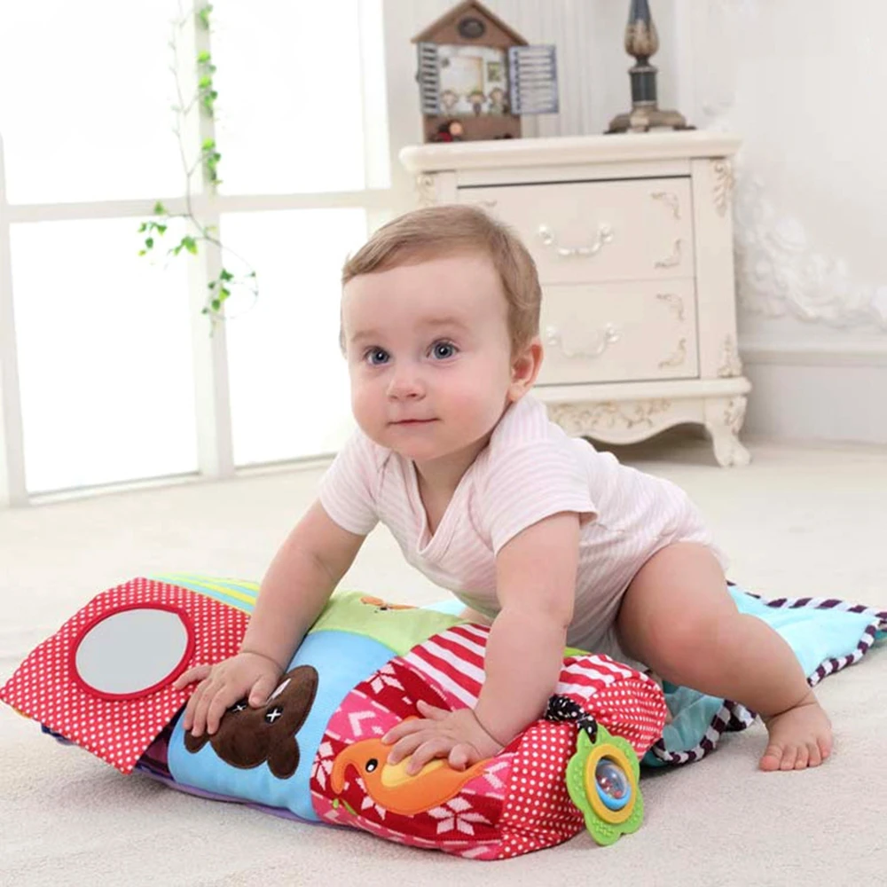 Babelemi Soft Baby Play Mat with Pillow Teethers Bell Kids Rug Boy Girl Playmat Carpet Game Mat Children Educational Toy