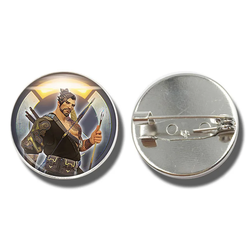 12 1 шт. 25 мм значок аниме Overwatch DVA Mercy Reaper Tracer Mei стеклянный значок аксессуары для одежды шляпа украшение для рюкзака брошь - Цвет: 12