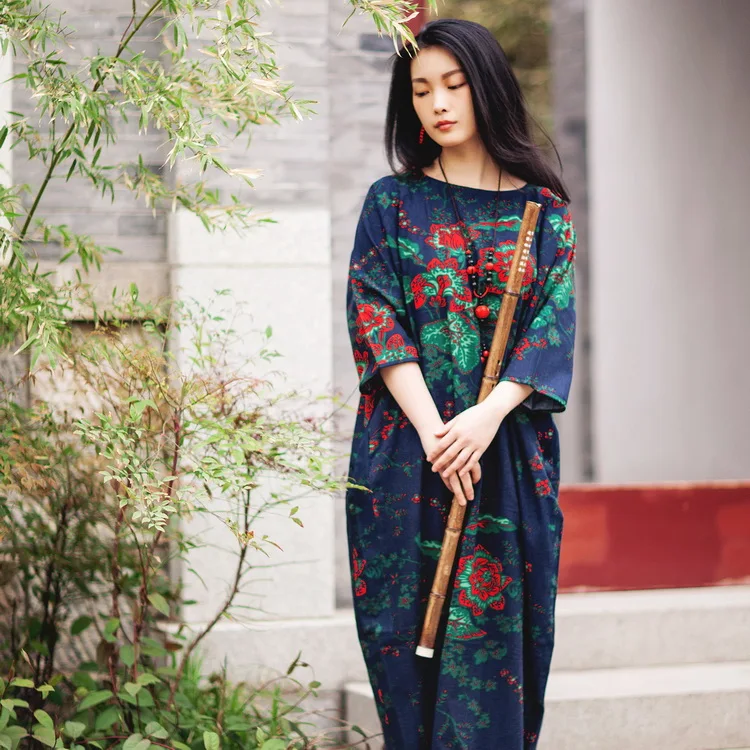 Винтажное красивое зеленое красное цветочное длинное ТРАПЕЦИЕВИДНОЕ женское