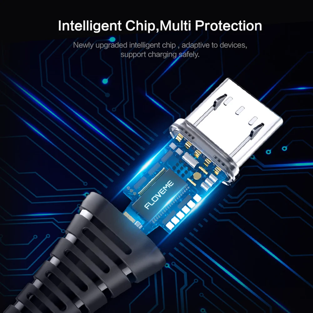 Floveme Плетеный светодиодный кабель 2.1A для быстрой зарядки Micro usb Android | Мобильные