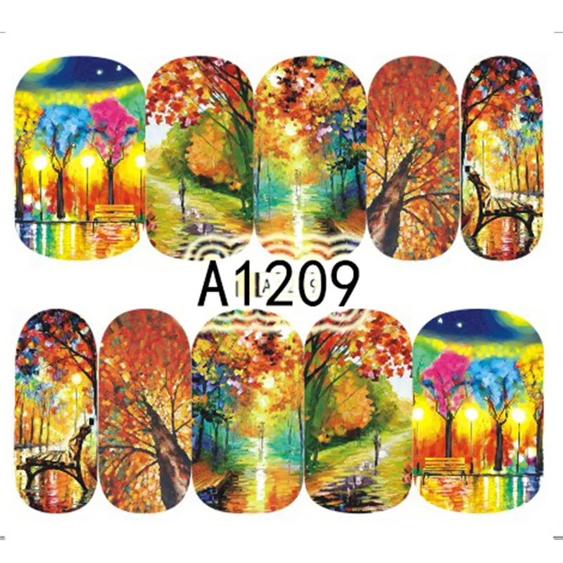 1 лист новые наклейки для нейл-арта переводные на осень кленовый смешанный