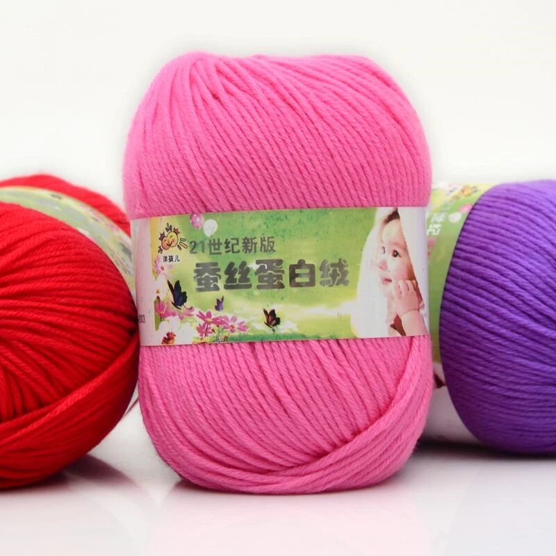 50g/PC Worsted Super Soft Baby Milk Cotton Yarn Silk Protein Wool Hand Knitting Crochet Threads |