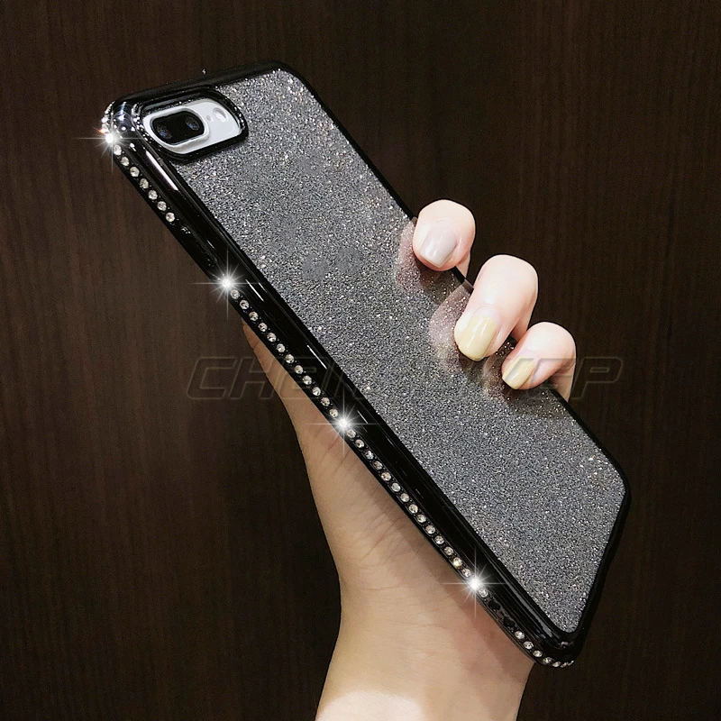 Блестящий силиконовый чехол со стразами для iPhone X XR XS Max 6 6s 7 8 Plus 5 plus 10 Plus|Бамперы| |