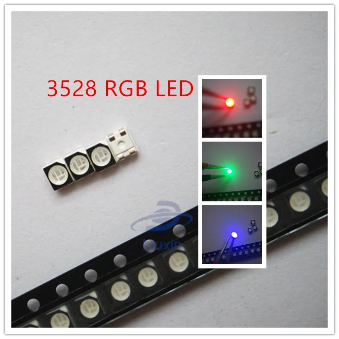 Оптовая продажа 100 шт. RGB POWER TOP 1210 3528 SMD SMT PLCC-2 LED Красный Зеленый Синий Новый | Лампы