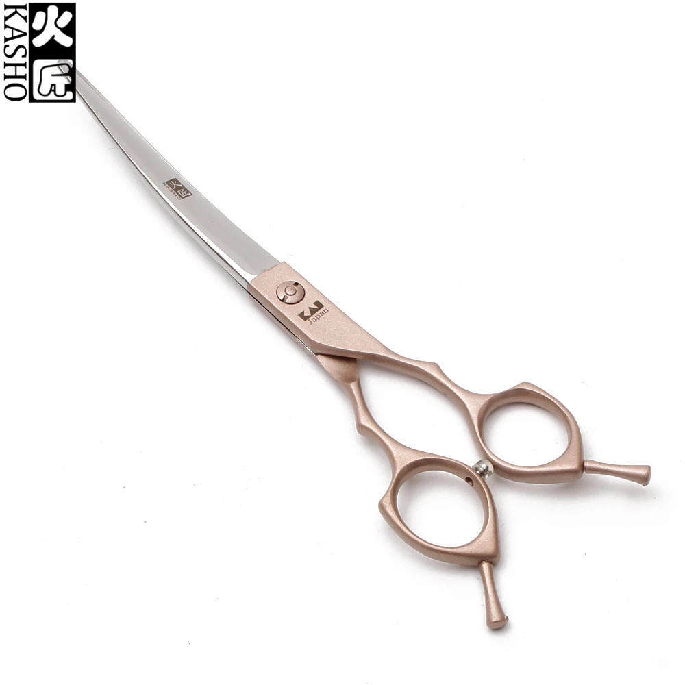 7&quot Japan 440C Kasho Rose Gold Straight Scissors Thinning Shears+UP Curved Shears Animal Grooming Pets Set H3009 | Красота и