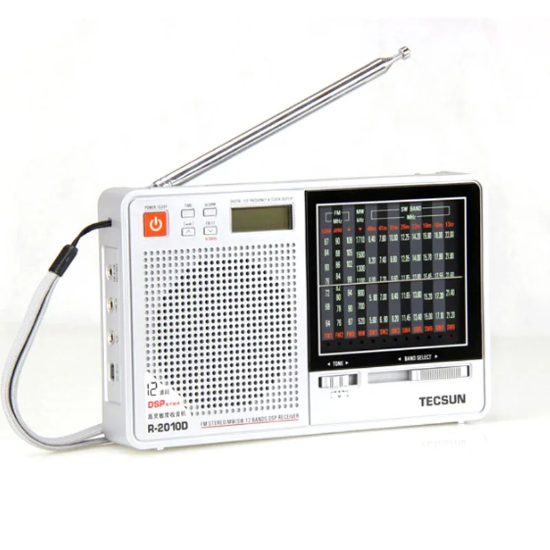 JINSERTA Портативный Tecsun R-2010D Полнодиапазонный радиоприемник цифровой FM/MW/SW радио с светодиодный Дисплей будильник музыкальный плеер