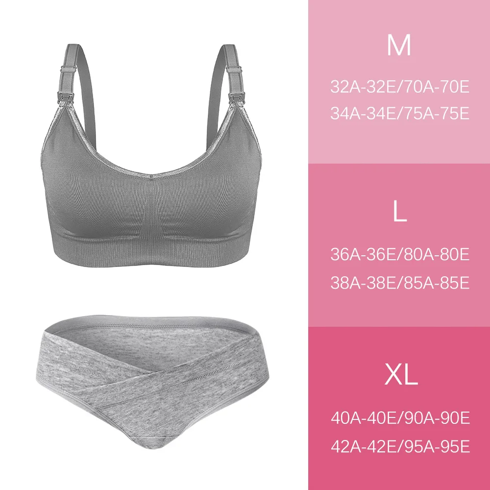 Gray Set 2 шт./лот Бюстгальтер для кормления для беременных и кормящих одежда для беременных дышащее анти провисание нижнее белье женское нижнее белье для груди размера плюс - Цвет: Gray Set