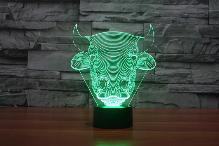 Bull настольная лампа 7 цветов Изменение Настольная 3d Новинка Led оригинальная