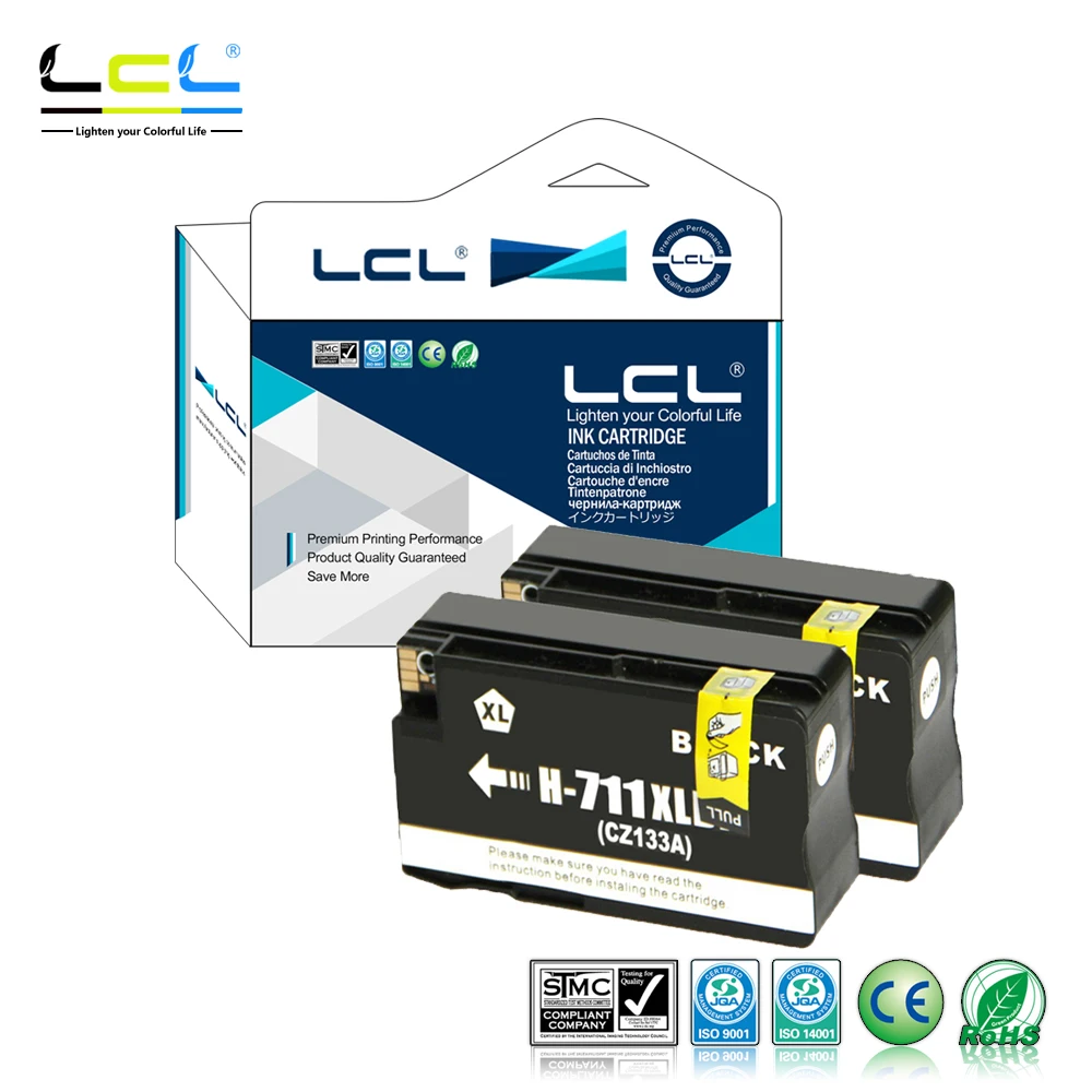 

LCL 711XL 711 XL (2-Pack Black) Ink Cartridge Compatible for HP Designjet T120 24/T120 610/T520 24/T520 36/T520 610/T520 914