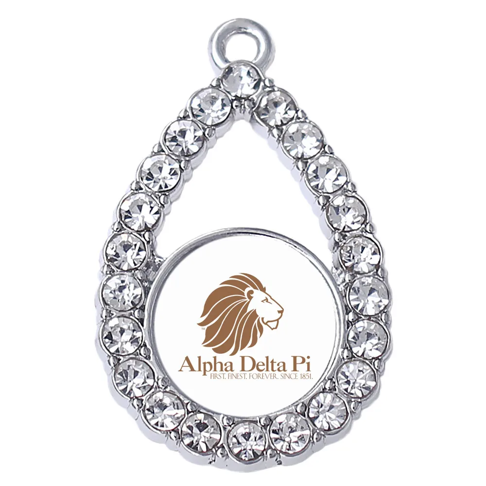 Double Nose Metal Inlaid Poster Alpha Delta Pi Lion Charm Pendant First Finest Forever Since 1851 Greek Sorority Jewelry For DIY | Украшения